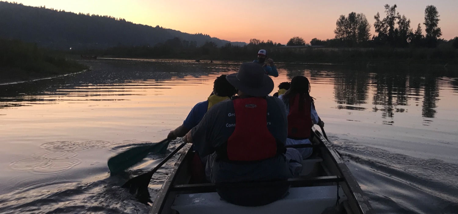 Blueprint paddlers at sunset