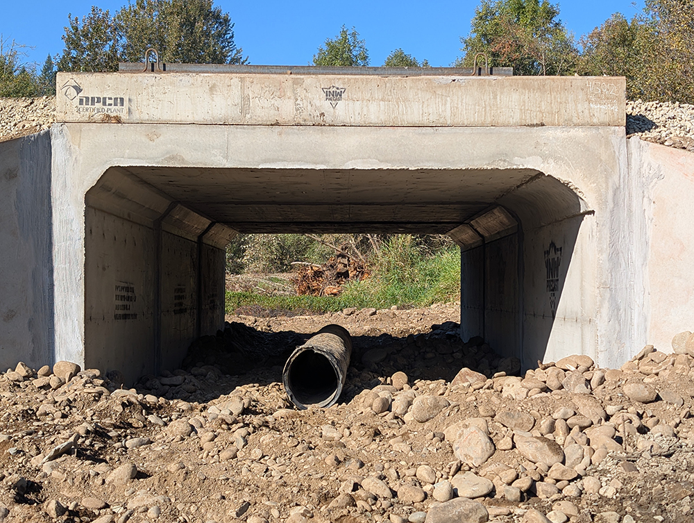 small culvert in the much larger box culvert
