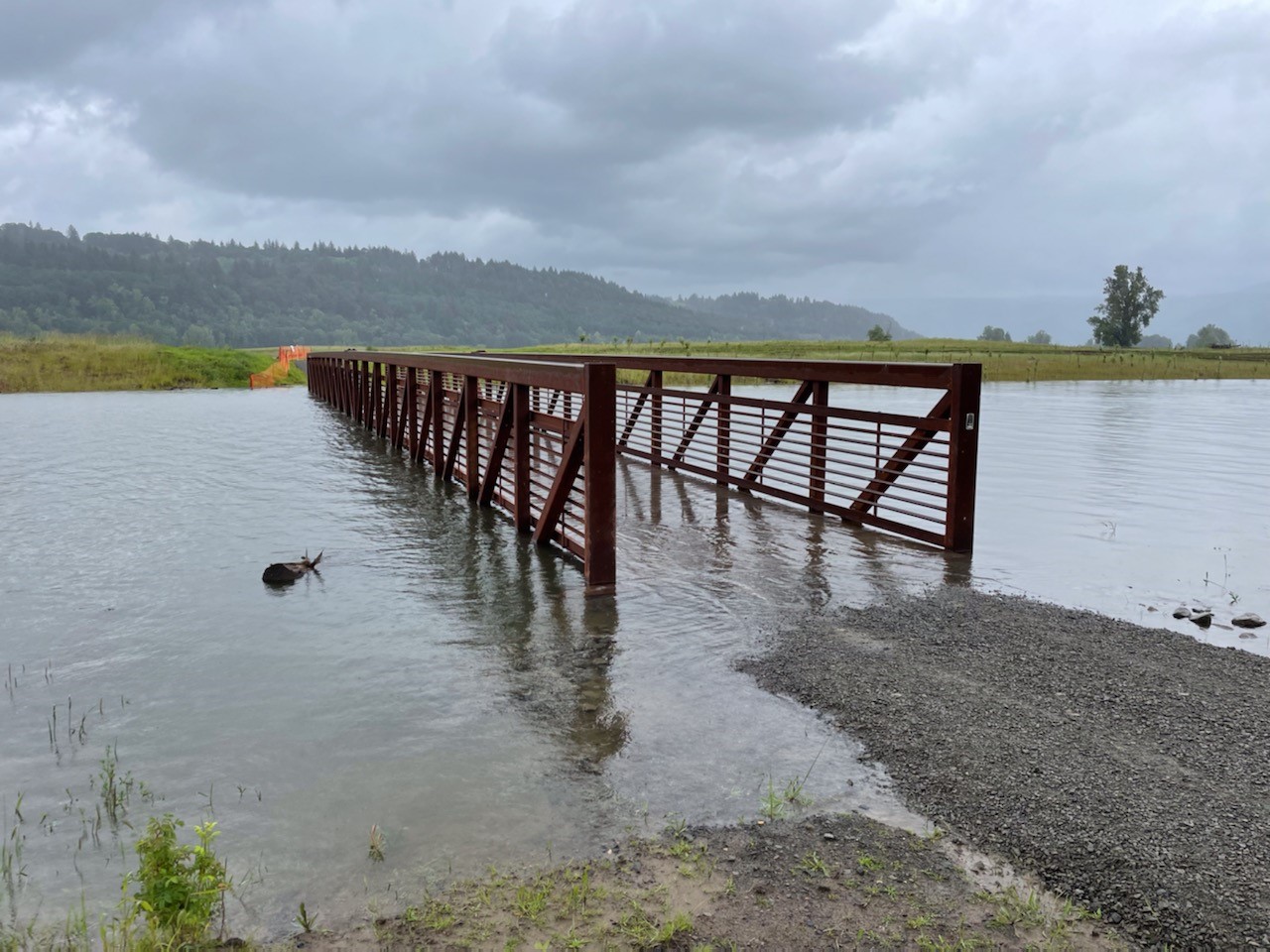 Gibbons Creek Channel 3 bridge flooded