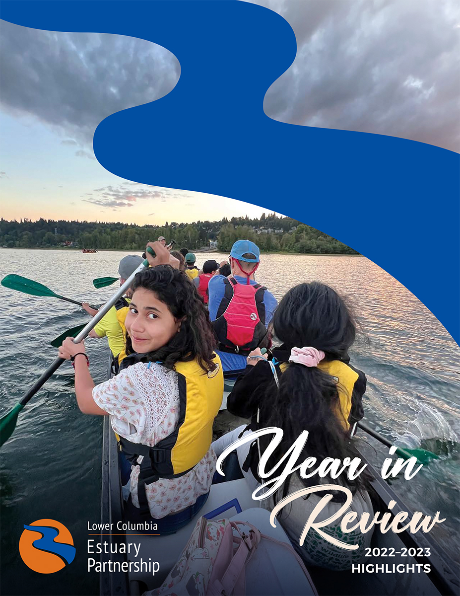 Cover shows a young woman paddling a canoe, looking back over her shoulder at the picture-taker