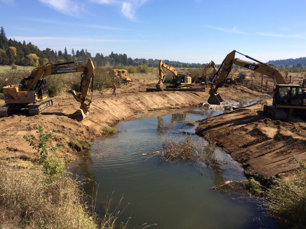 Construction of a channel at La Center Bottoms