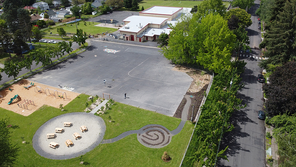 aerial photo of the Sitton Schoolyard