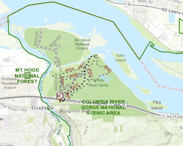 Sandy River Delta map