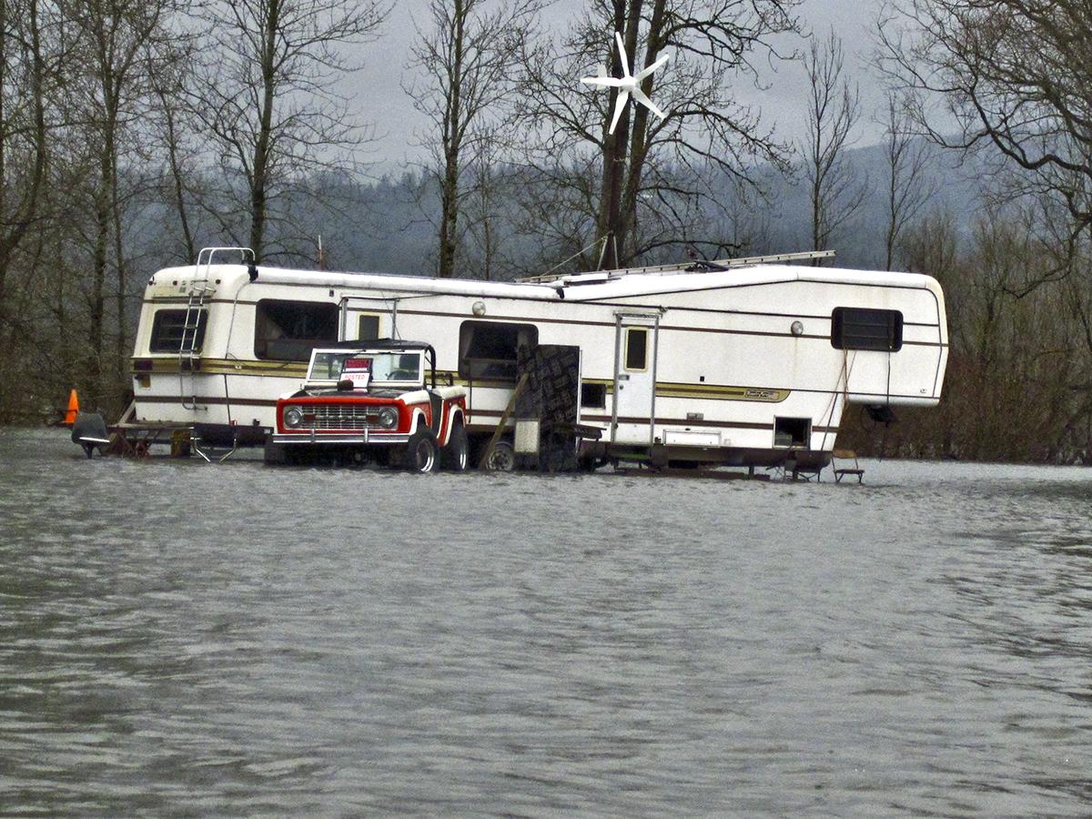 RV in flood waters