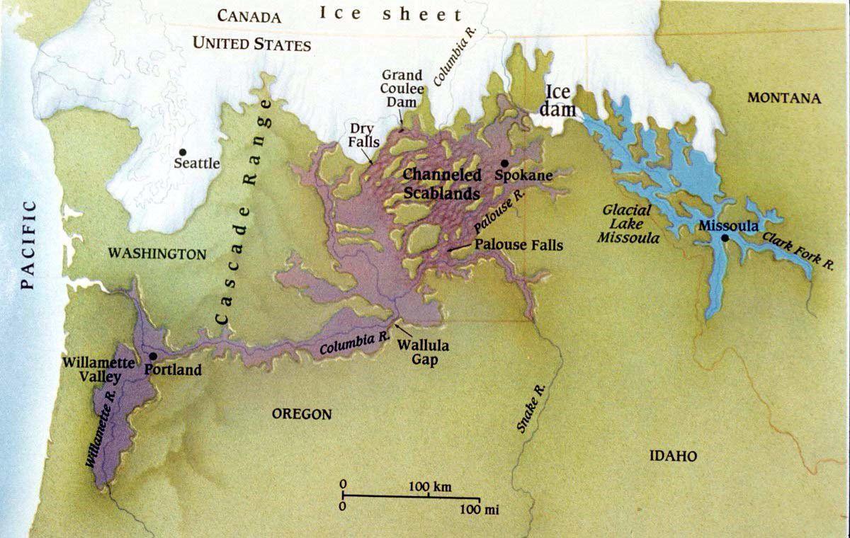 map of the Missoula Floods path