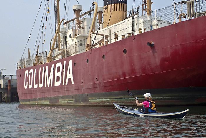 kayaker by the Lightship Columbia