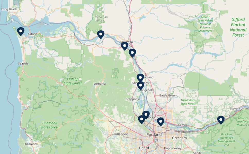 map of monitoring locations