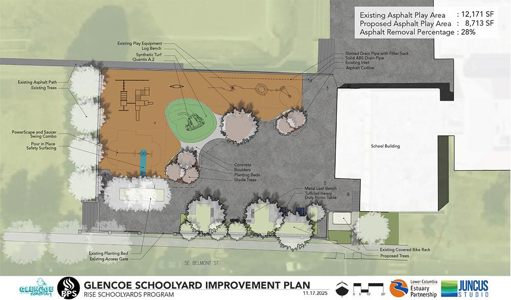 Concept plan showing new planting areas and play equipment