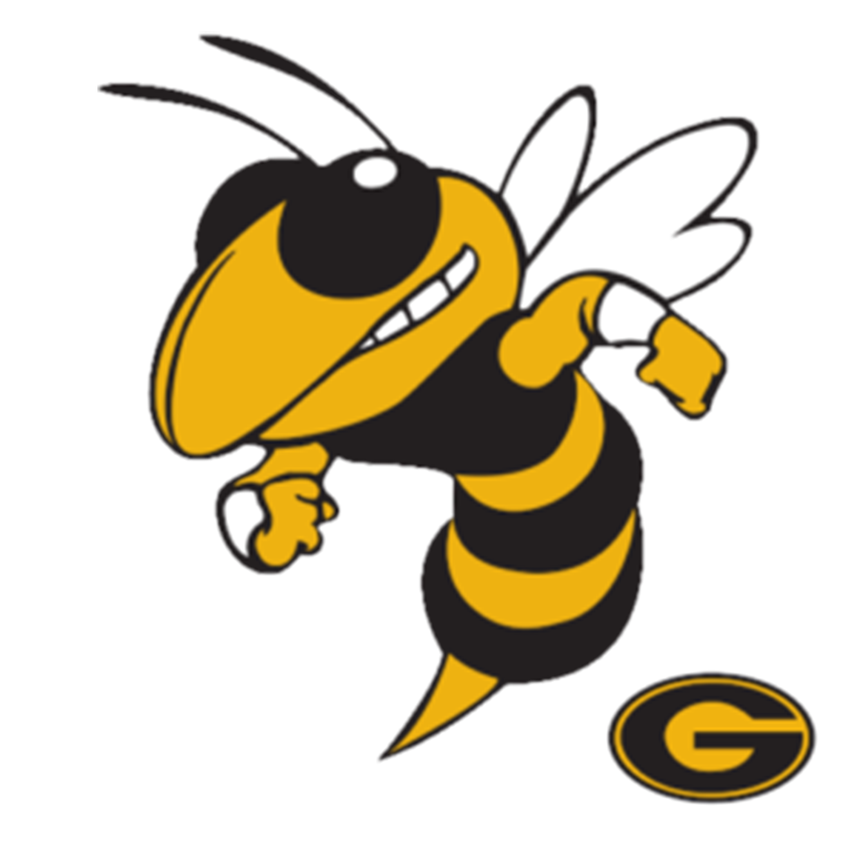 Glencoe logo of a yellowjacket aiming its stinger