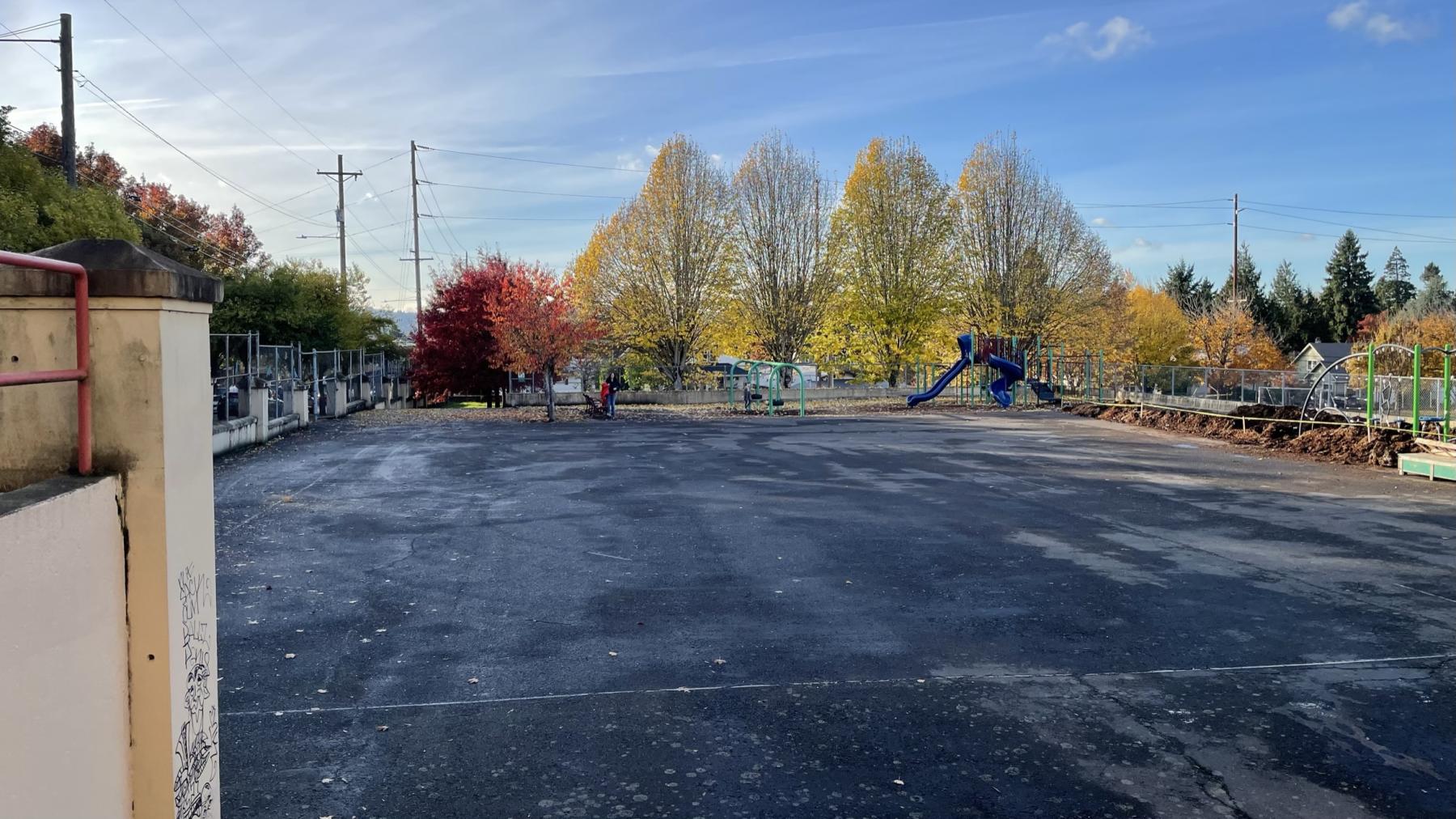 large paved area in Glencoe schoolyard